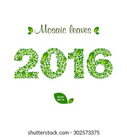 Year of the mosaic on the isolated white background. Vector illustration.