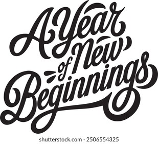 A Year of New Beginnings,silhouette vector art illustration