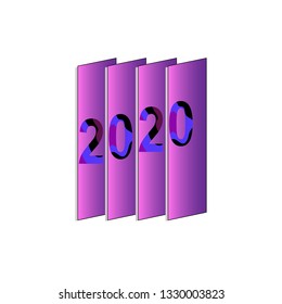 Year number of colored numbers on the background of purple gradient plates