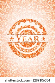 Year orange mosaic emblem with background