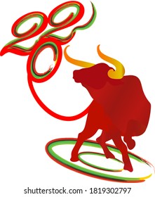 Year of the Ox 2021 concept with colorful paintbrush effects.