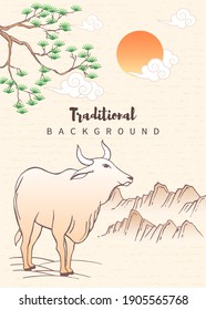 Year of the ox background. Chinese new year traditional background