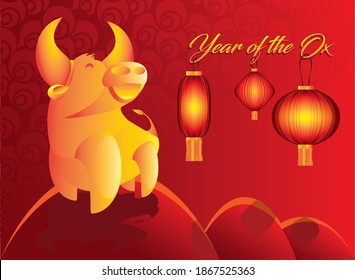 Year of the ox concept modern chinese calendar poster