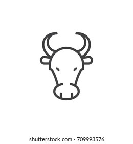 Year of ox line icon, outline vector sign, linear style pictogram isolated on white. Astrology symbol, logo illustration. Editable stroke.