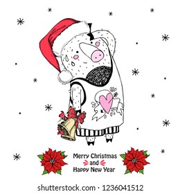 Year of pig 2019/ Christmas greeting card