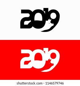 Year of the pig and Happy new year 2019, Vector text design illustration