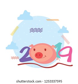 The year of the pig. Happy New Year 2019. Chinese New Year. 