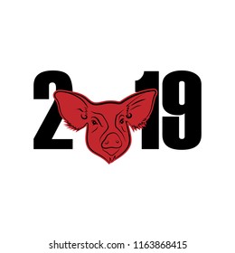 The year of the pig, illustration of the 2019 New Year