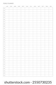 Un año de Plantilla de Plan con un estilo sencillo y minimalista. Nota, planificador, diario, calendario, planificador ilustración de Plantilla de documentos.