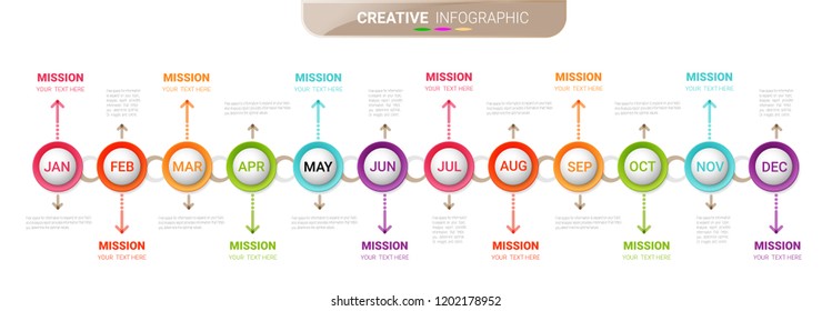 Year planer, Timeline business for 12 months, 1 year, Timeline infographics design vector and Presentation business can be used for Business concept with 12 options, steps or processes.
