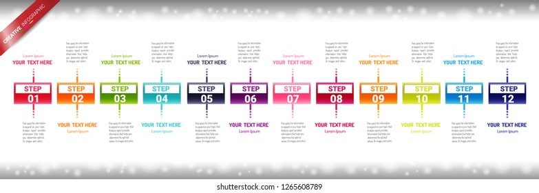 Year planner, 12 months, 1 year, Timeline infographics design vector and Presentation business can be used for Business concept with 12 options, steps or processes.