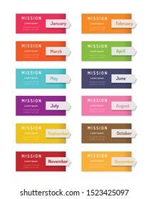 Year planner, 12 months, 1 year, Timeline infographics design vector and Presentation business can be used for Business concept with 12 options, steps or processes. 