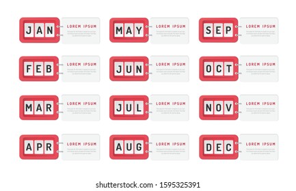 Year planner, 12 months, 1 year, Timeline infographics design vector and Presentation business can be used for Business concept with 12 options, steps or processes. 