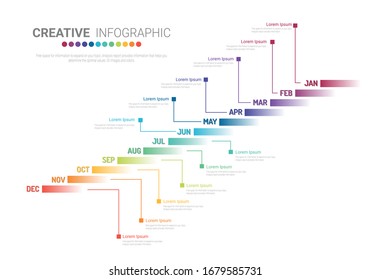 Year planner, 12 months, 1 year, Timeline infographics design vector and Presentation business can be used for Business concept with 12 options, steps or processes. 