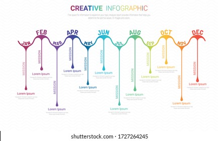 Year planner, 12 months, 1 year, Timeline infographics design vector and Presentation business can be used for Business concept with 12 options, steps or processes. 