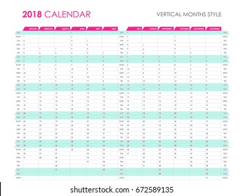 Year planner for 2018, personal or corporative calendar in simple design