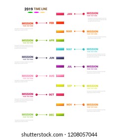 Year planner 2019, 12 months, 1 year, Timeline infographics design vector and Presentation business can be used for Business concept with 12 options, steps or processes.