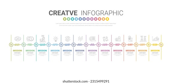 Jahr Planer Kalender, 12 Monate, Timeline Infografik Design Vektor und Präsentation Geschäft kann für Business-Konzept mit 12 Optionen, Schritte oder Prozesse verwendet werden. EPS-Vektor.