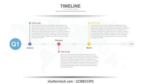 Year planner quarter 01, 3 months,  Timeline infographics design vector and Presentation business can be used for Business concept with 3 options, steps or processes, goal