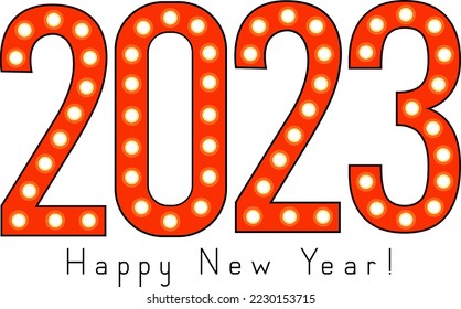The year of the rabbit is 2023. Illustrations for printing. Lamp numbers. Vector printing. Vintage calendar. Happy New Year greeting card. The icon of the new year.