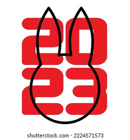 Year of the rabbit 2023 logo ,Vector illustration