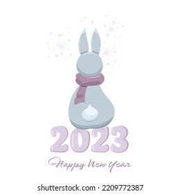 Año del conejo 2023, tarjeta de saludo vectorial , Navidad y Año Nuevo