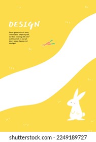 Year of the rabbit. For Chinese New Year or easter egg poster, postcard, card, book cover, notebook, social media story, post, flyer design.  Hand-drawn vector illustration. Background. 