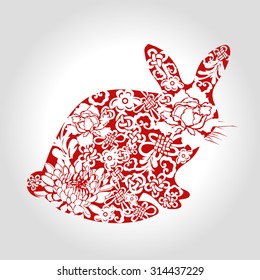 the year of the rabbit, chinese style, vector illustration
