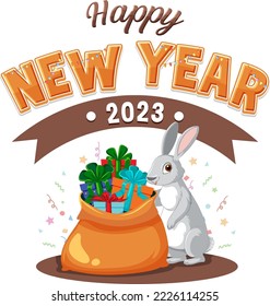 Year of the Rabbit Happy New Year Banner illustration