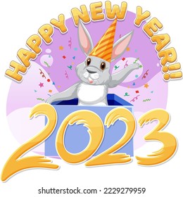 Year of the Rabbit Happy New Year Banner illustration