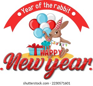 Year of the Rabbit Happy New Year Banner illustration