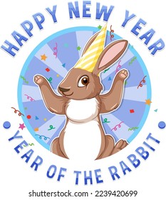 Year of the Rabbit Happy New Year Banner illustration