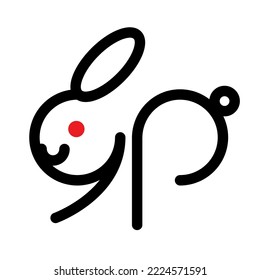 Year of the rabbit logo ,Vector illustration