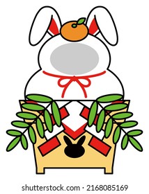 Year of the Rabbit New Year Card Materials - Cute Rabbit Kagamimochi. Face-fitting panel. Illustration Vector
