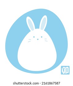 Year Of The Rabbit Vector Mascot With Chinese Zodiac Stamp Mark Isolated On A White Background. Text Translation - The Rabbit.