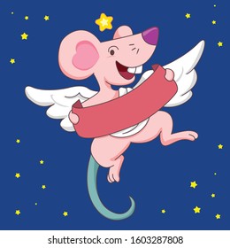 Year of the Rat Angel To give love on Valentine's Day The pink rat signifies love, with stars on the head symbolizing fulfillment. Along with the message bar Send to your lover