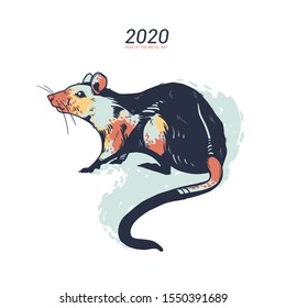  Year of the Rat. Chinese zodiac symbol of 2020 Vector Design. 
