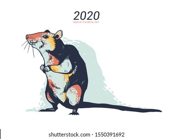  Year of the Rat. Chinese zodiac symbol of 2020 Vector Design. 