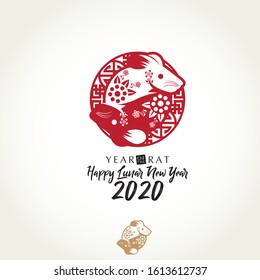 Year of Rat lchinese new year in Yin and Yang shape vector illustration