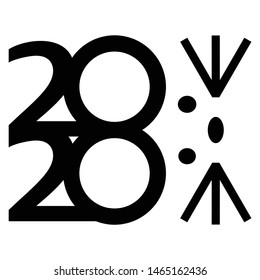 year of the rat logo on white background. Design of 2020 and rat.