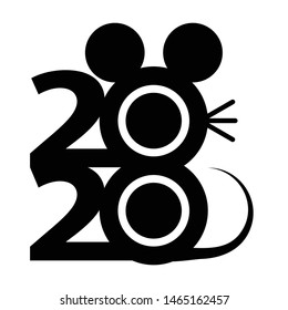 year of the rat logo on white background. Design of 2020 and rat.