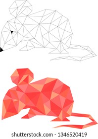 Year of the rat. Polygonal mouse model.