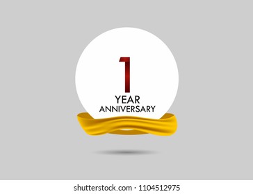  year red anniversary vector design inside white circle with golden ribbon for celebration event 