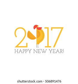 Year of rooster chinese new year design graphic. Chinese character. Golden chicken.