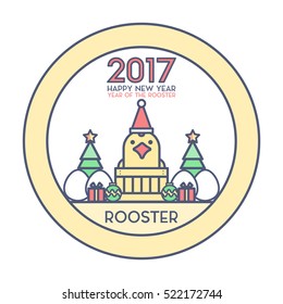 Year of Rooster Happy New Year Icon Vector illustration