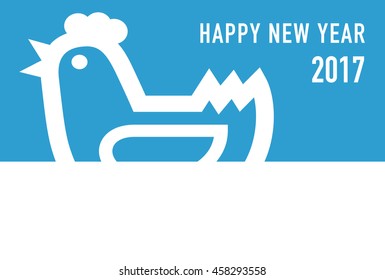 Year of the rooster New Year card in blue