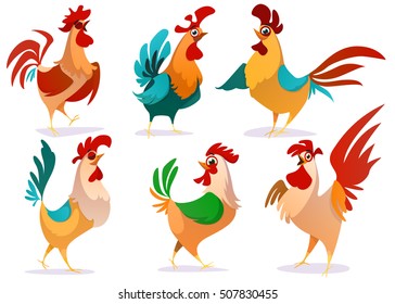 Year of the rooster, rooster/chicken/cock vector illustration in cartoon style