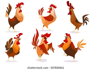 Year of the rooster, rooster/chicken/cock vector illustration in cartoon style