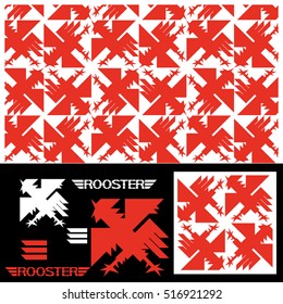 Year of the rooster sign.
Simple monochrome seamless texture, a symbolic image of the poultry.
