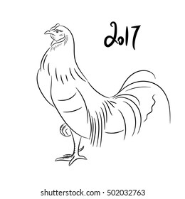 year of the rooster, rooster sketch drawing